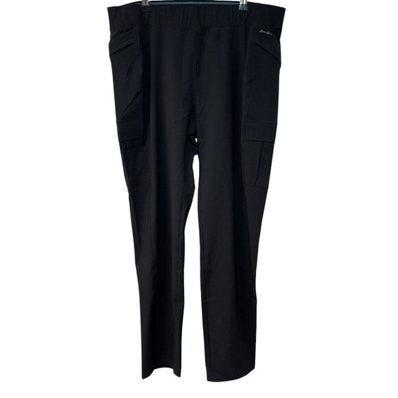 Eddie Bauer Women's Guide Ripstop Cargo Pants Black Travex Pull On Size 16 - Picture 1 of 7